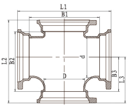 B型T四通結(jié)構(gòu)圖