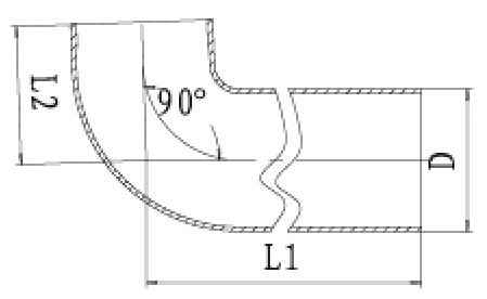 W型90度加長彎頭結(jié)構(gòu)圖